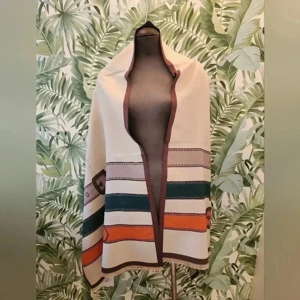 Women's Luxury Winter Cashmere Bekt Buckle Scarf Pashmina Blanket Wrap Shawl
